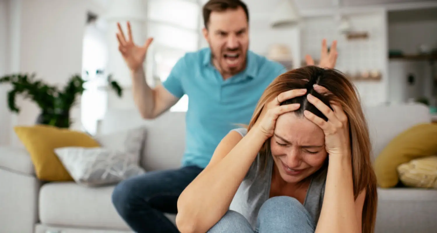 Angry husband yells at wife as a result of his drug use