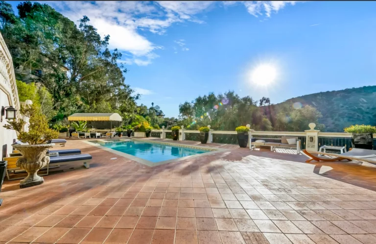 Luxurious outdoor pool with views of the Hollywood hills