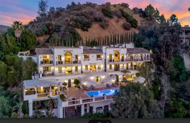 Drone shot of Legacy's luxury drug and alcohol rehab in the Hollywood Hills shows the massive facility nestled in the Hollywood hillside