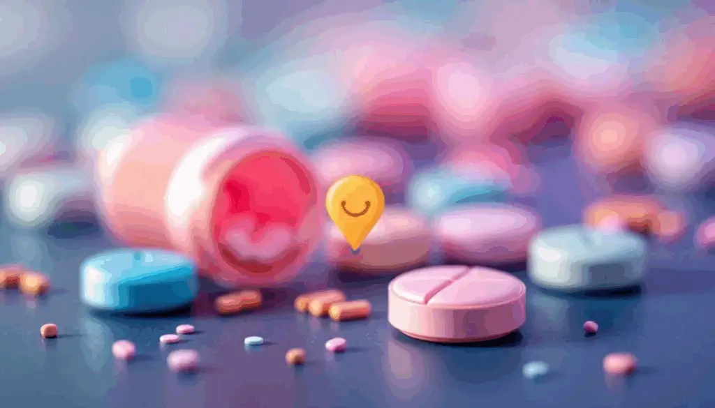 An image of ecstasy pills blurred in the background, representing selling or transporting Molly.