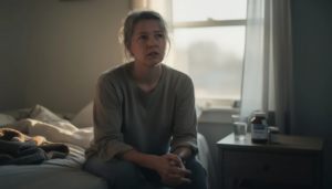 The image depicts a person experiencing the contrasting effects of bipolar disorder, showcasing both manic and depressive symptoms through their facial expressions and body language. This realistic portrayal highlights the emotional struggles faced by individuals with bipolar disorder, such as mood swings and severe episodes.