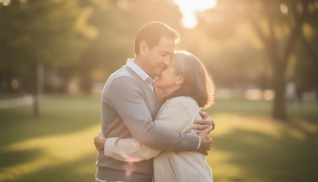 The image depicts a person warmly embracing a family member outdoors, symbolizing support and love during a recovery journey from substance use disorder. This moment highlights the importance of a strong support system in seeking treatment for drug or alcohol addiction.