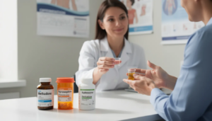 The image shows a healthcare provider administering medication to a patient, emphasizing medication-assisted treatment for opioid use disorder with medications like methadone, buprenorphine, or naltrexone, which are essential components of opioid treatment program services. This scene highlights the importance of effective treatment services in addressing opioid addiction and supporting recovery.