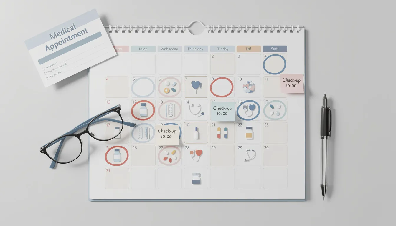 The image depicts a calendar with several days marked, indicating a structured timeline for medical appointments related to addiction treatment, specifically for managing suboxone withdrawal symptoms. This visual representation suggests a planned approach to the withdrawal process, highlighting the importance of support during the recovery from opioid dependence.