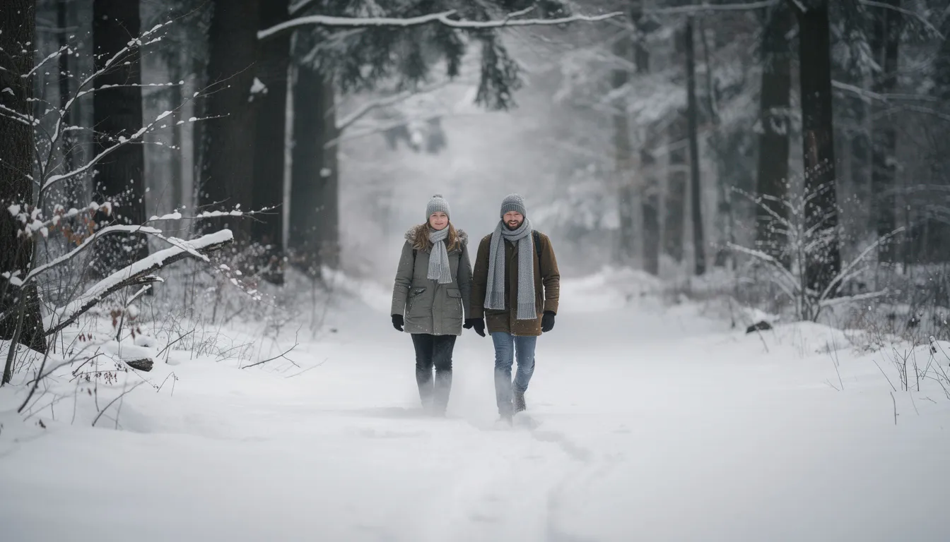 Two people are walking together on a snowy path during winter, symbolizing the journey of support and recovery in their lives. This image reflects the importance of companionship and the commitment to stay sober, highlighting the challenges and efforts involved in addiction treatment and mental health.