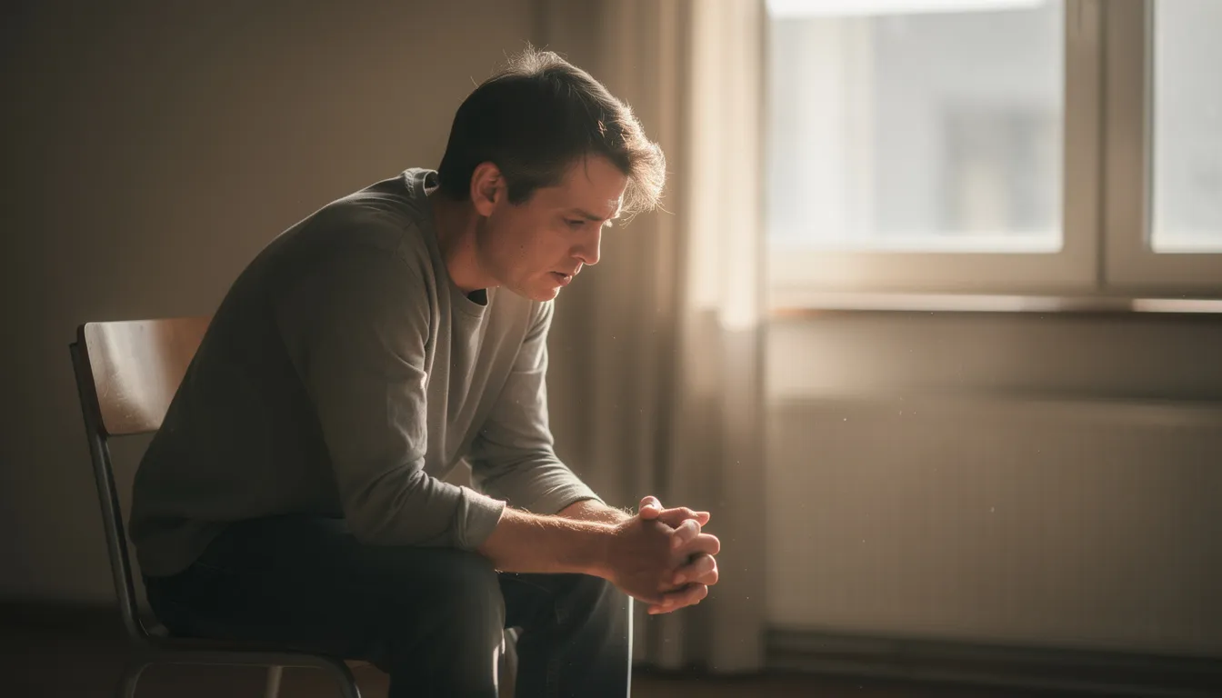 A person sits alone, deep in thought, reflecting on their experiences and the patterns of their relationships, including the impact of codependency and unhealthy dynamics on their self-esteem and emotional well-being. This moment of introspection highlights their journey towards understanding their own needs and establishing healthy boundaries.